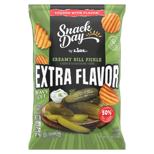 Snack Day wavy potato chips, extra flavor creamy dill pickle | Lidl US
