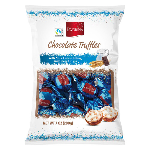 Favorina chocolate truffles with milk crème filling and cocoa
